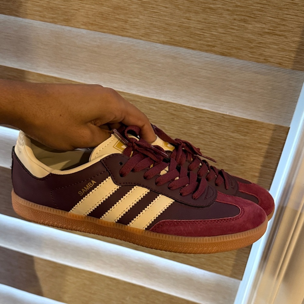 Adidas Samba Burgundy and White Shoes